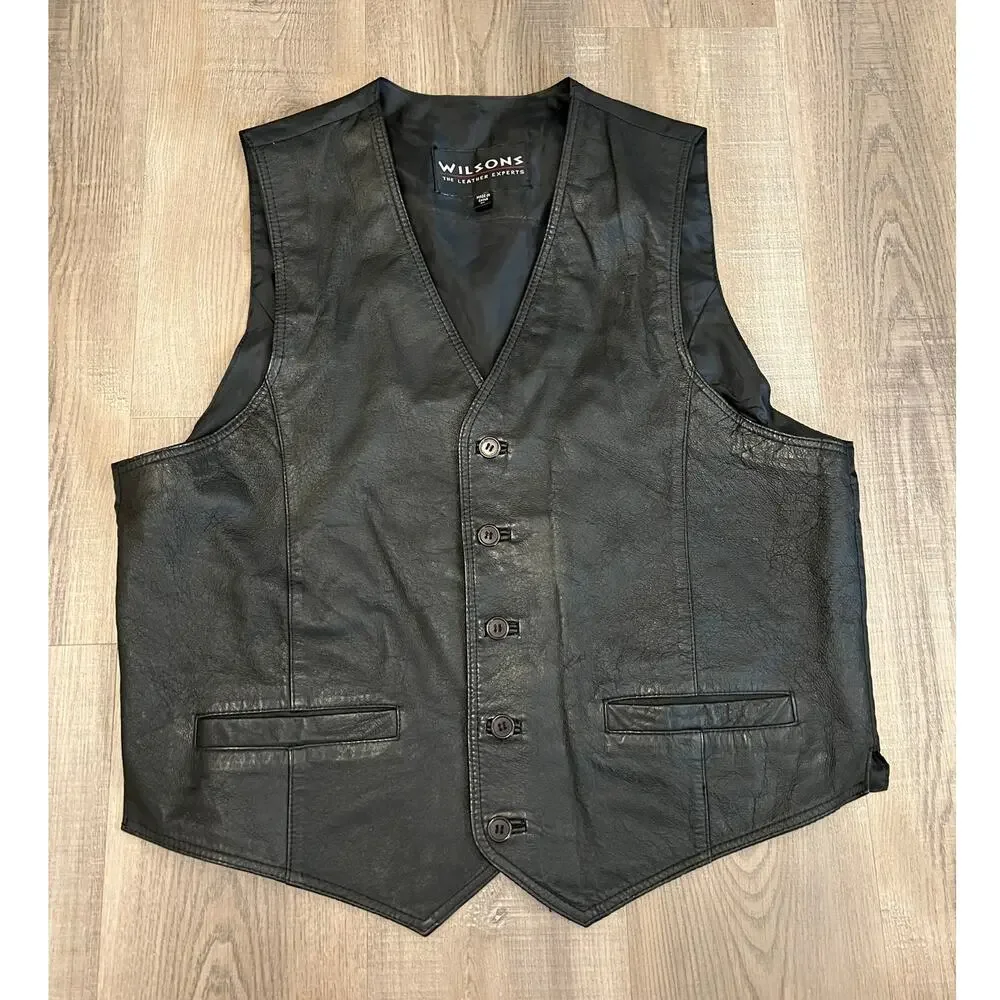 Wilsons Men's Black Leather Vest